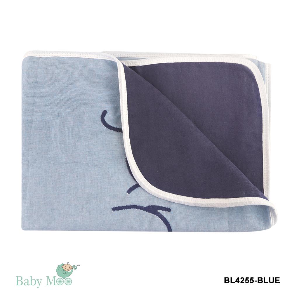 Dinosaur Light Blue & Grey Big Baby Muslin Blanket