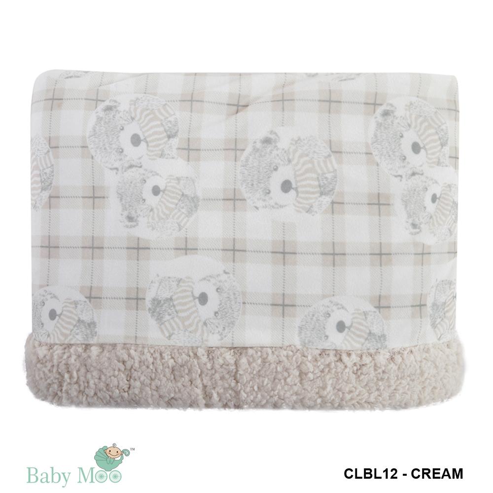 Puppy Cream Reversible Fur & Printed Blanket