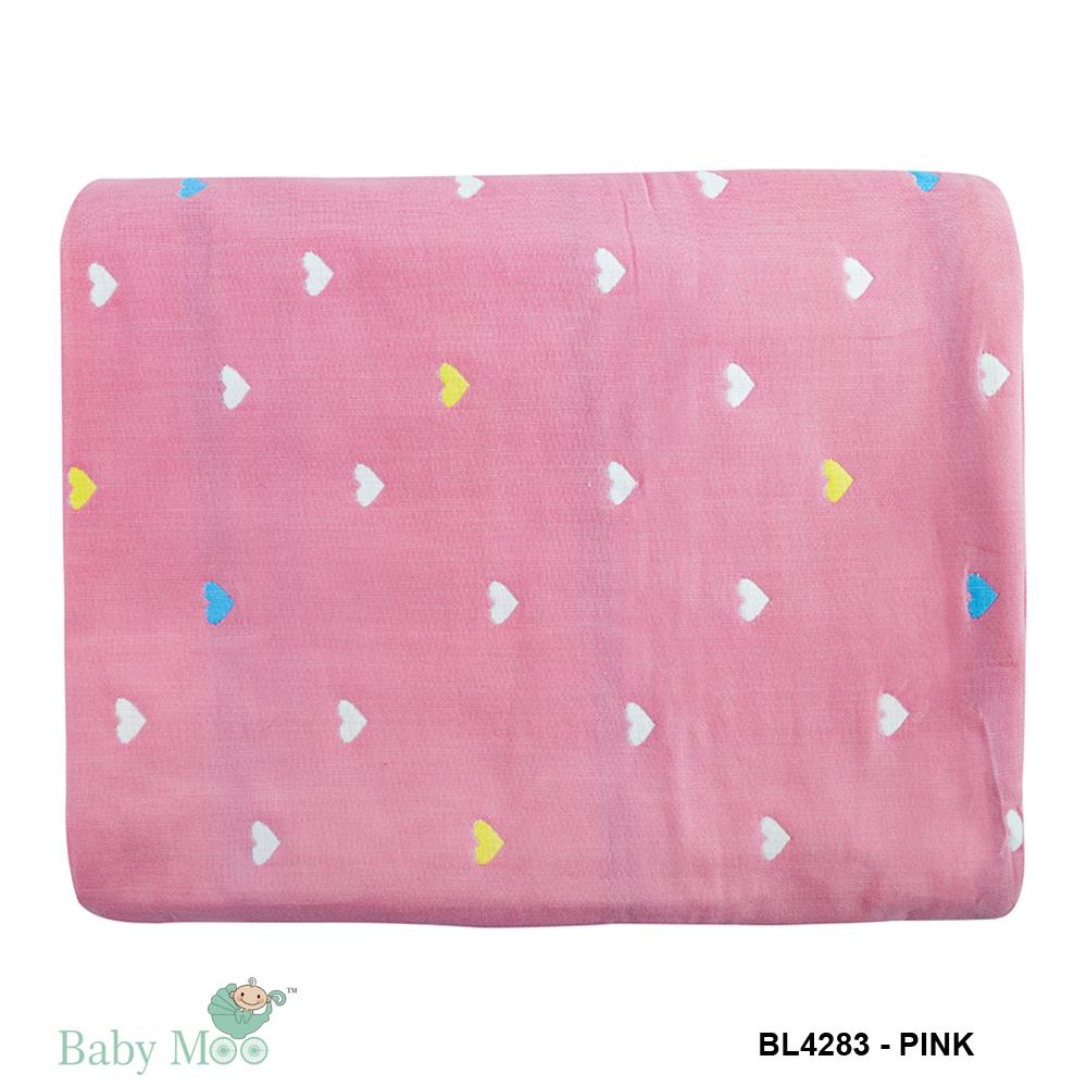 Heart Pink Embossed Baby XL Muslin Blanket