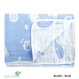 Whale Blue Embossed Baby XL Muslin Blanket
