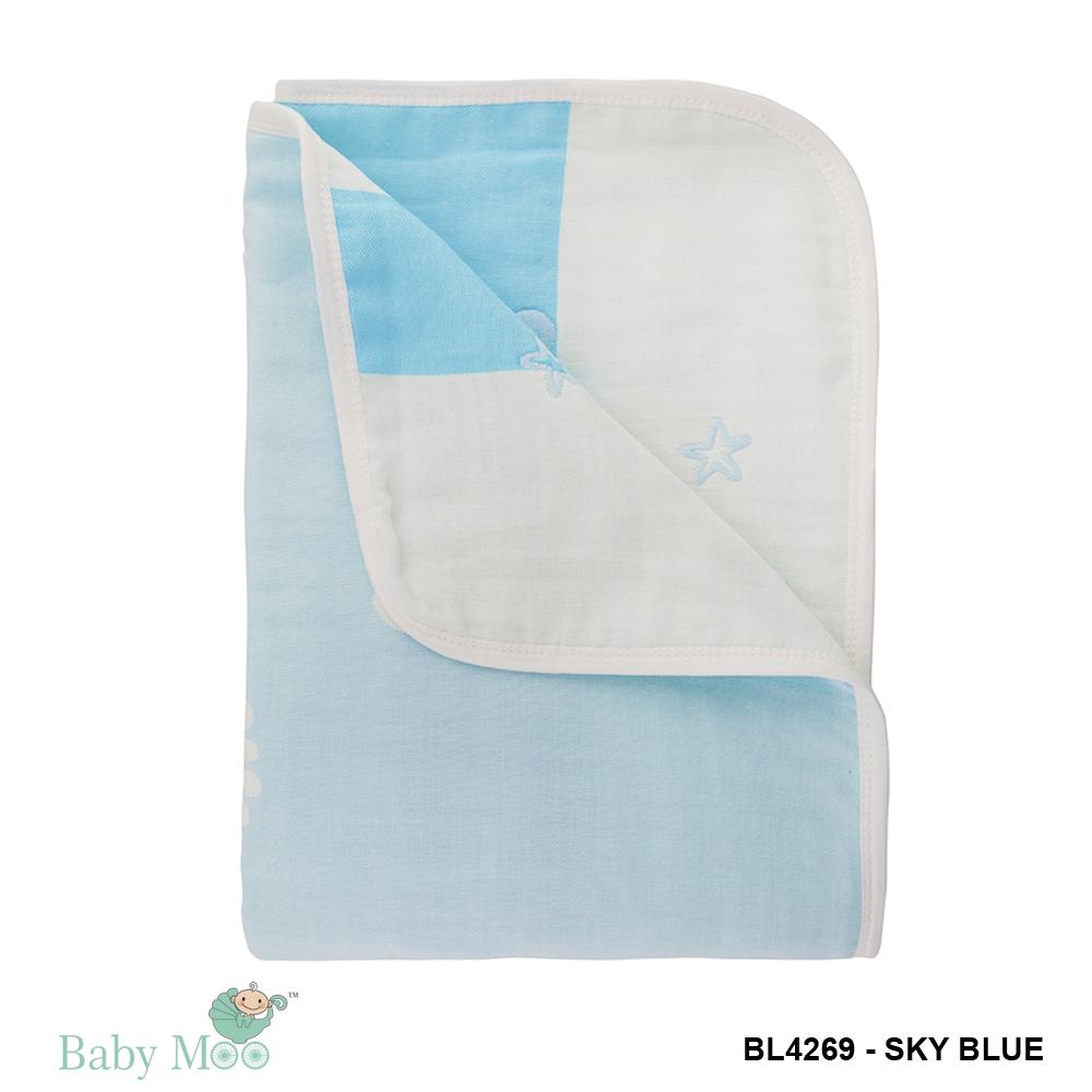 Atlantis Sky Blue Embossed Baby Large Muslin Blanket