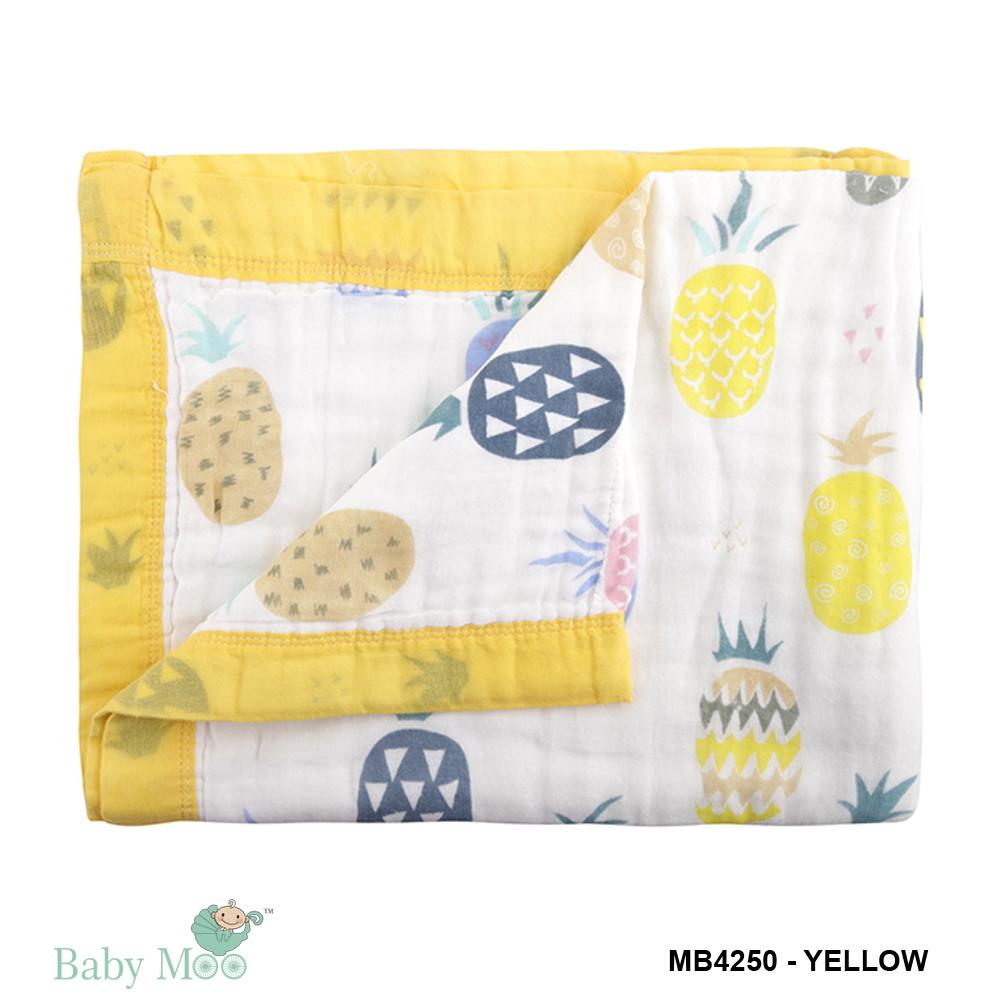 Pineapple White Muslin Blanket