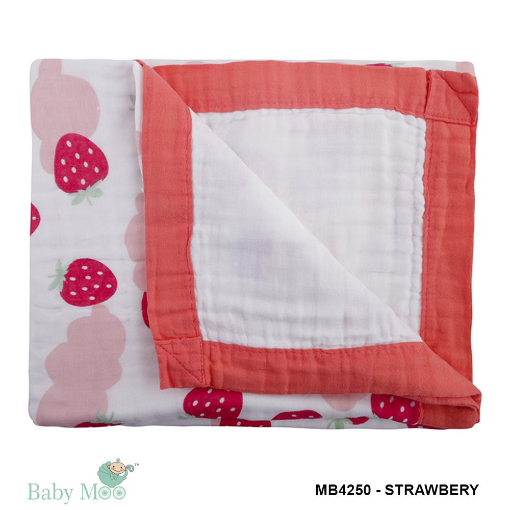 Strawberry White and Pink Muslin Blanket