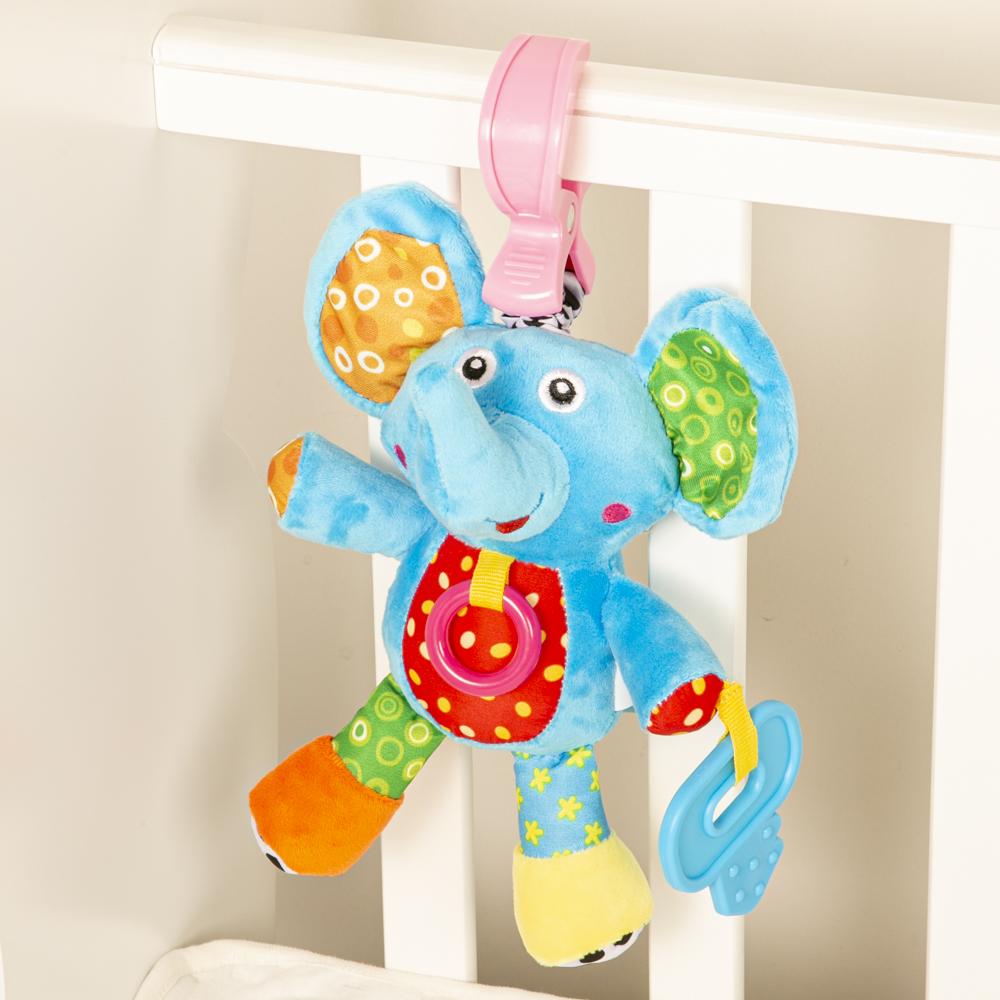 Elephant Blue Pulling Toy With Teether