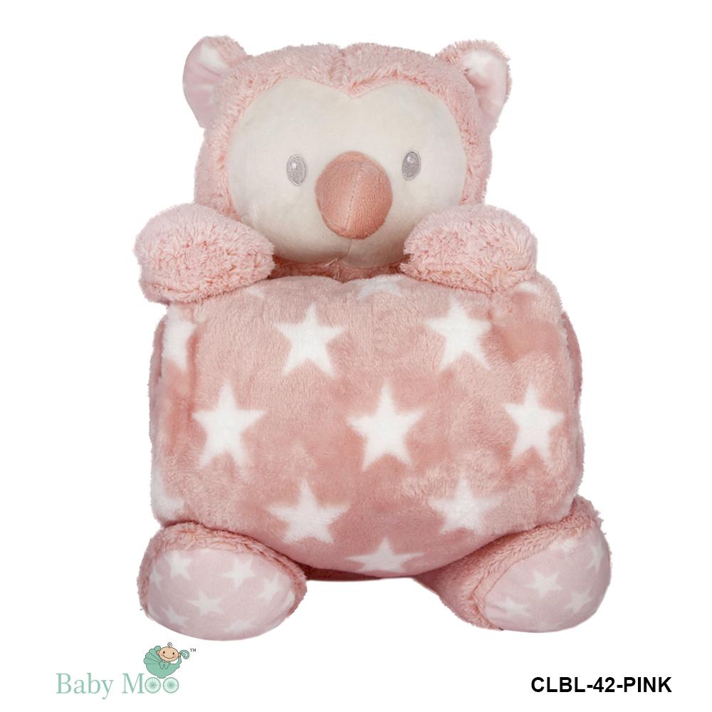 Owl Pink Star Toy Blanket