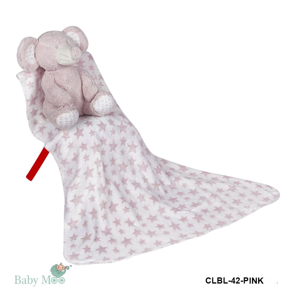 Elephant Pink Star Toy Blanket