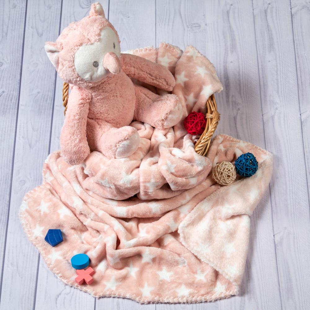 Owl Pink Star Toy Blanket