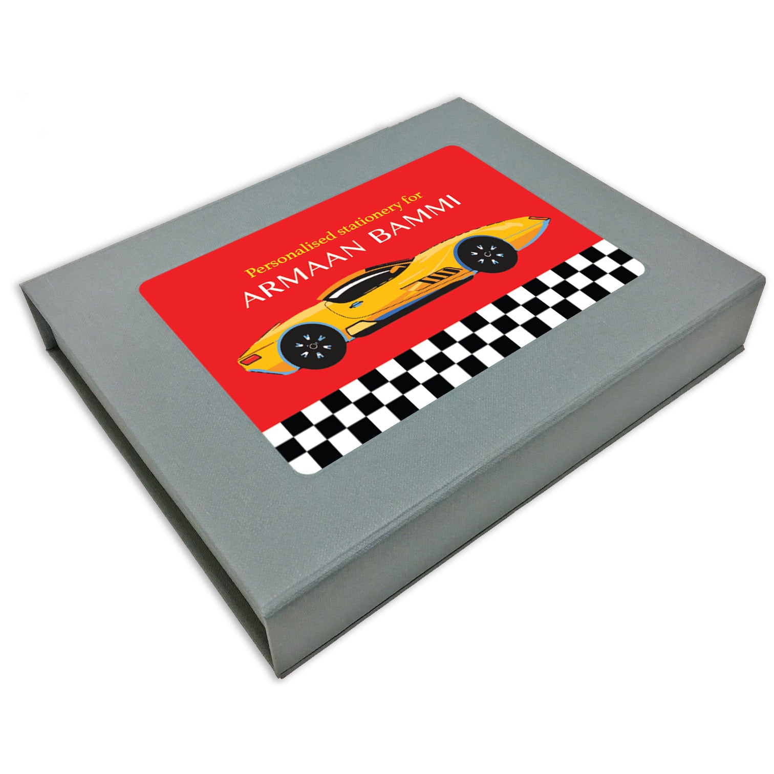 Personalized Stationery Gift Set - Race Car, Set of 24 or 48