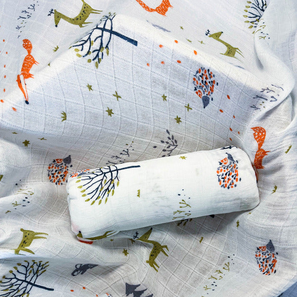 Muslin Bamboo Swaddle - Foxy Forest