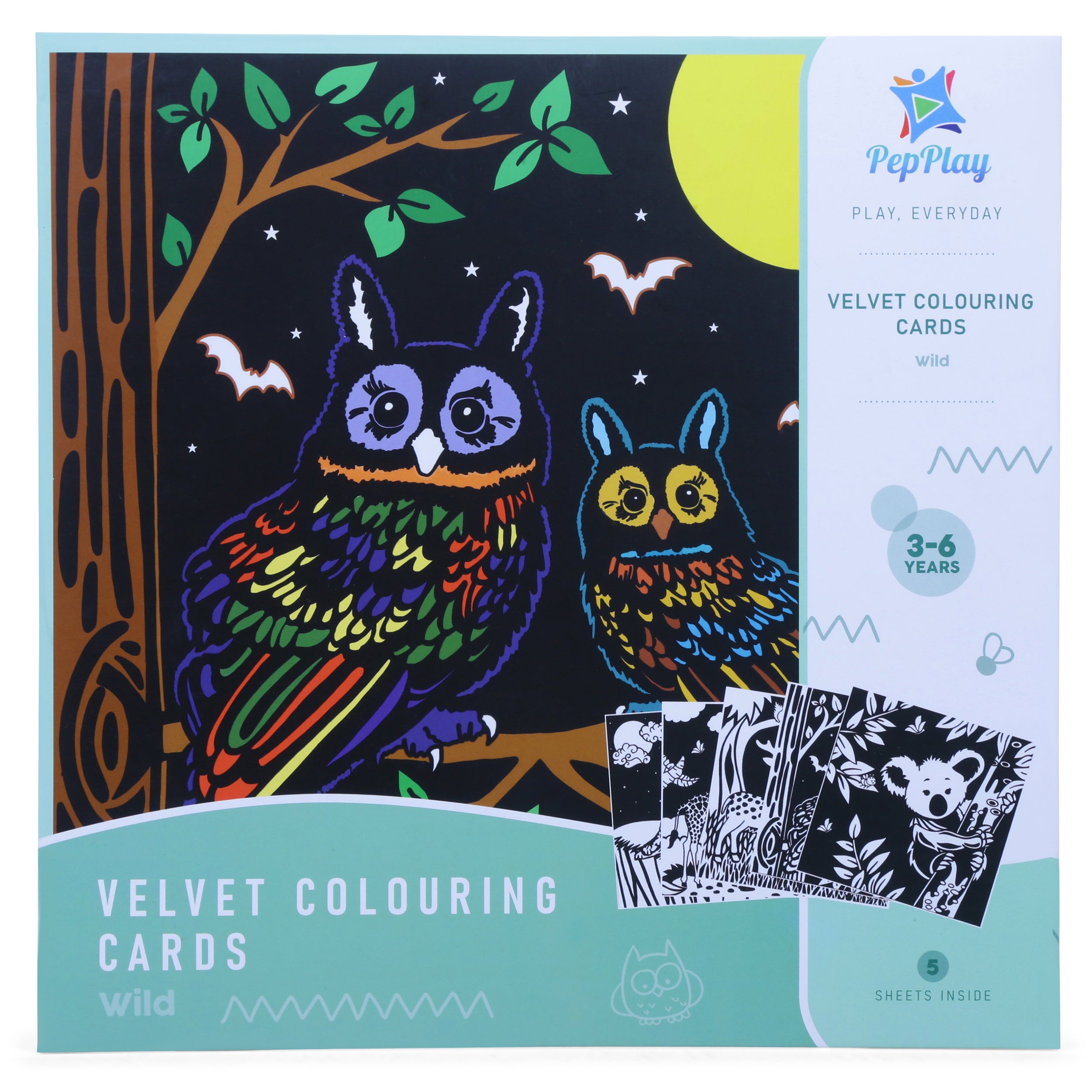 Pepplay Velvet Colouring Cards- Wild