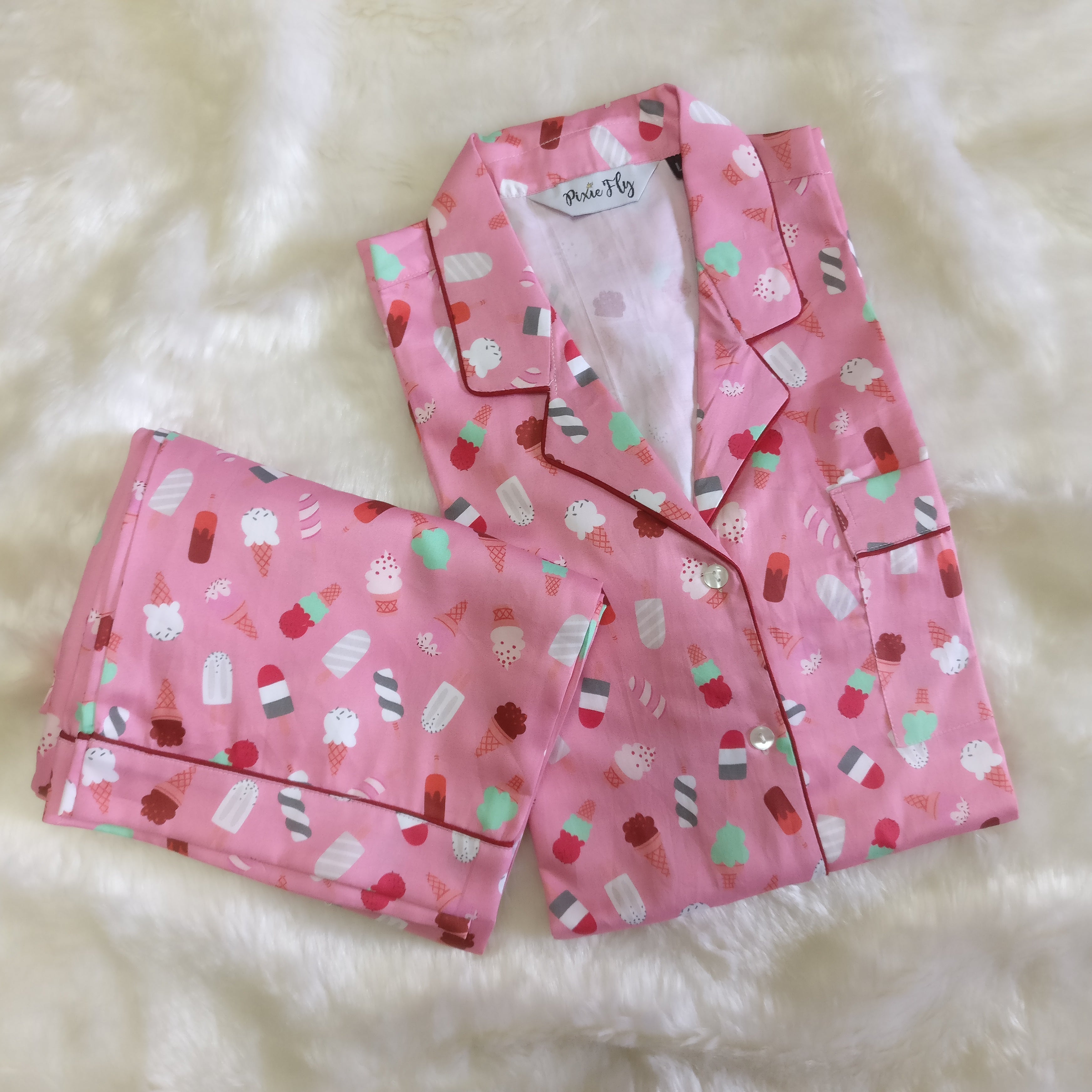 Adult Pyjama Set - Pink Ice-cream , For Women