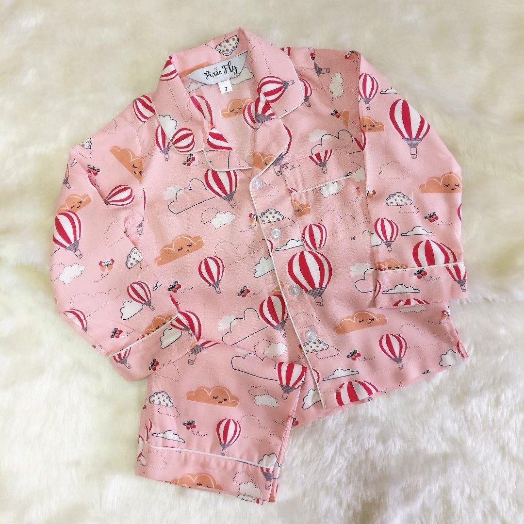 Adult Pyjama Set - Hot Air Balloon Pink, For Women