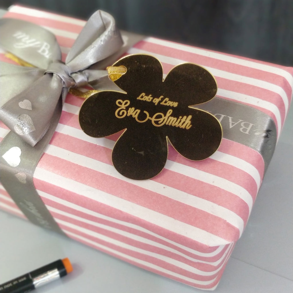 Personalised Laser Cut Gift Tags Flower, Set of 12 My Baby Babbles