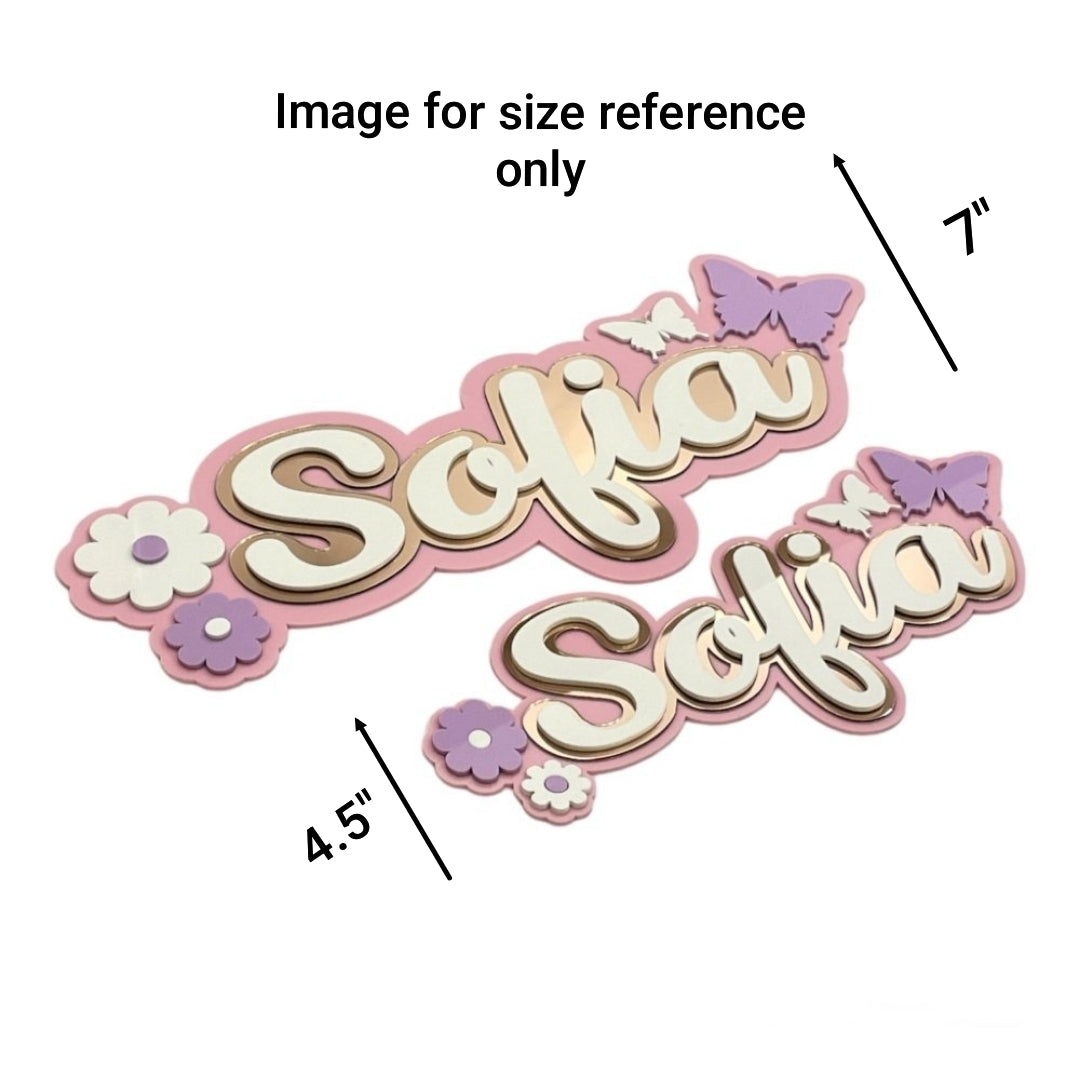 3 Layer Acrylic Name Plaque- Fairyland Floral