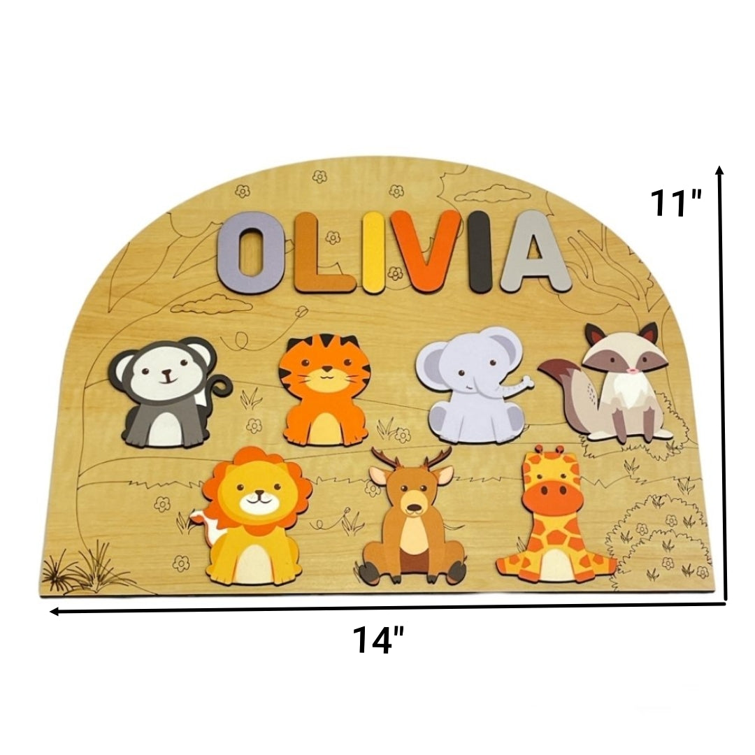 Personalised Wooden Name Puzzle- Wild Animals