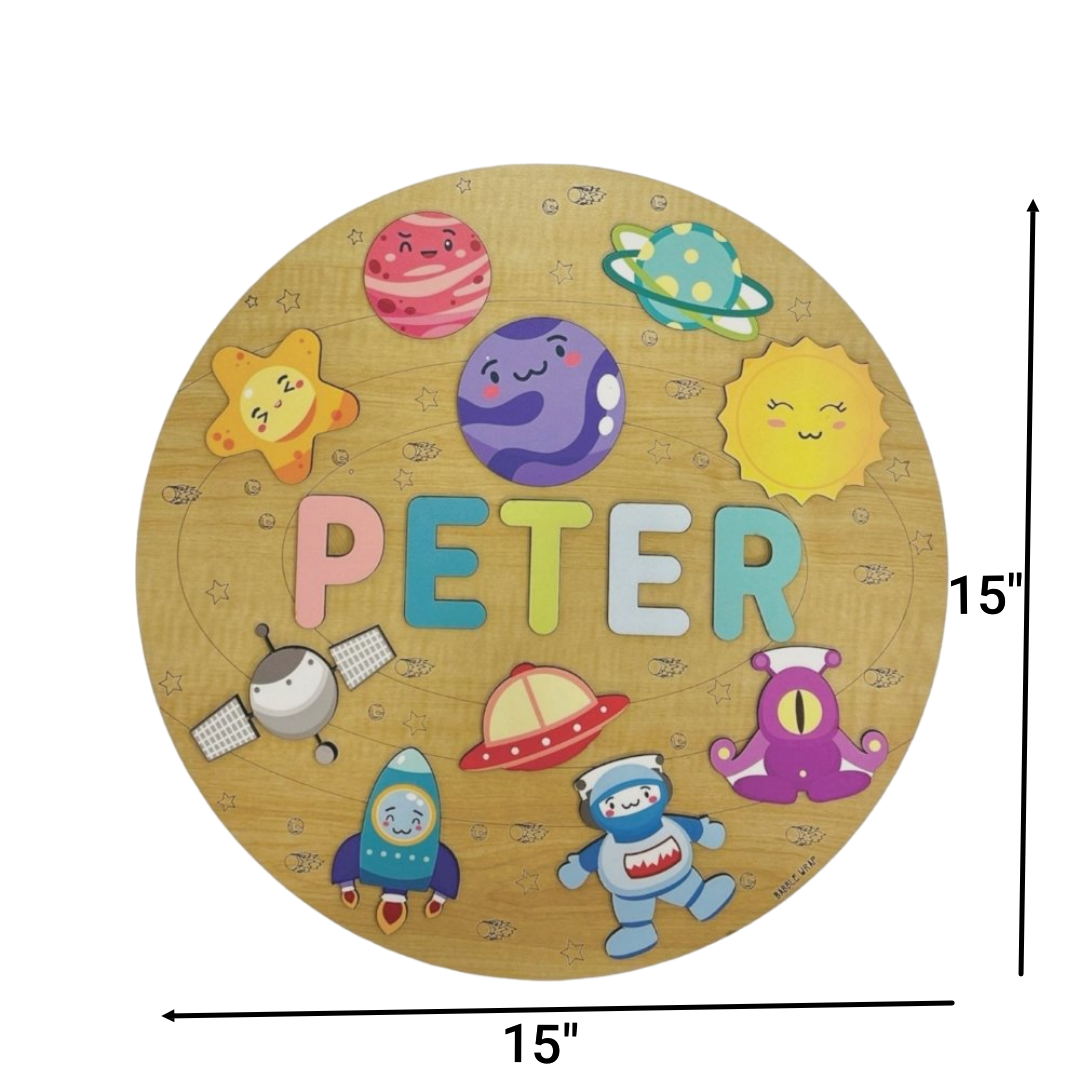 Personalised Wooden Name Puzzle- Outer Space