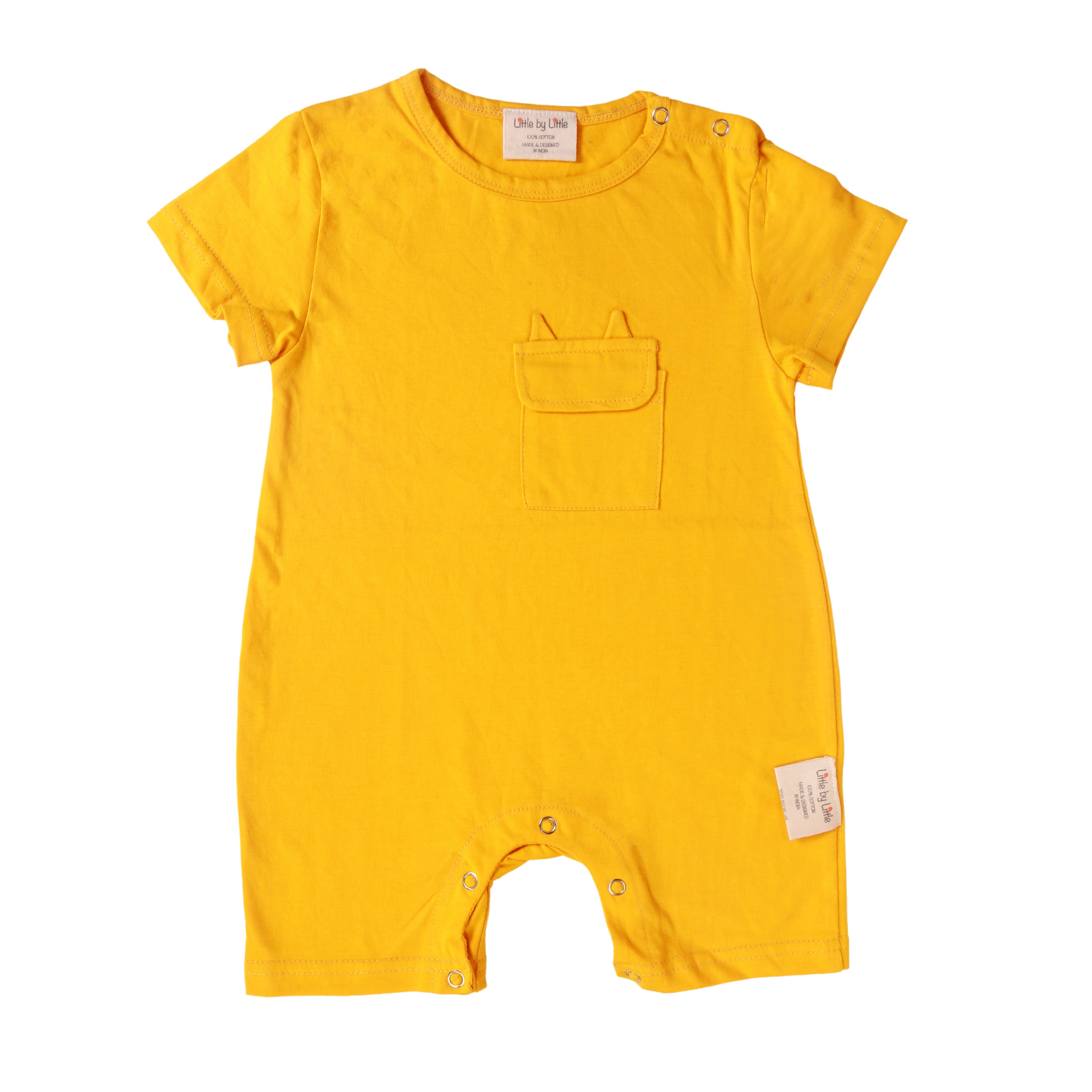 Little By Little 100% Anti Viral, Cotton, Reusable, Anti bacterial & Water Repellent Baby Romper - Yellow