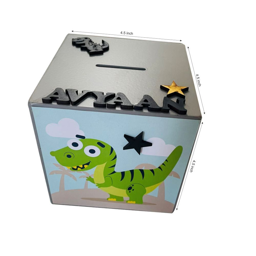 Personalised Doxbox Dinasour Theme Piggy Bank