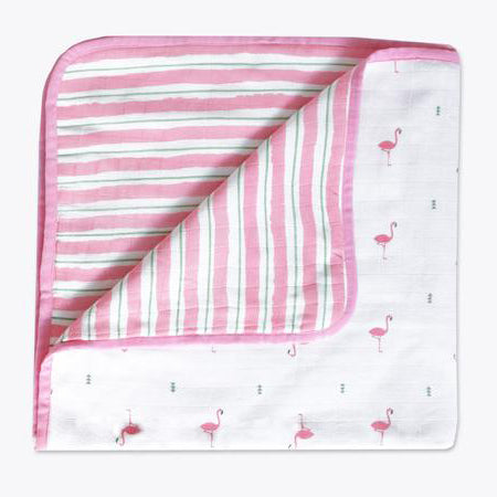 Masilo Organic Muslin Stroller Blanket - Hello Flamingo
