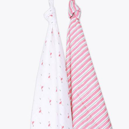 Masilo Organic Muslin Swaddles - Hello Flamingo, Set of 2