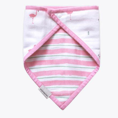 Masilo Organic Muslin Bandana Bib - Hello Flamingo