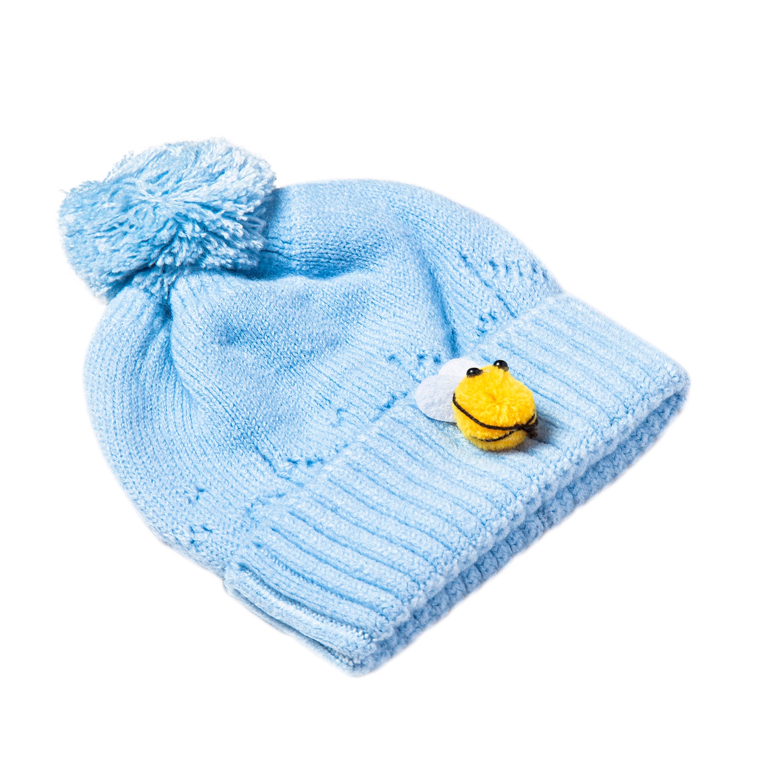 Baby Moo Knit Woollen Cap Honey Bee Blue