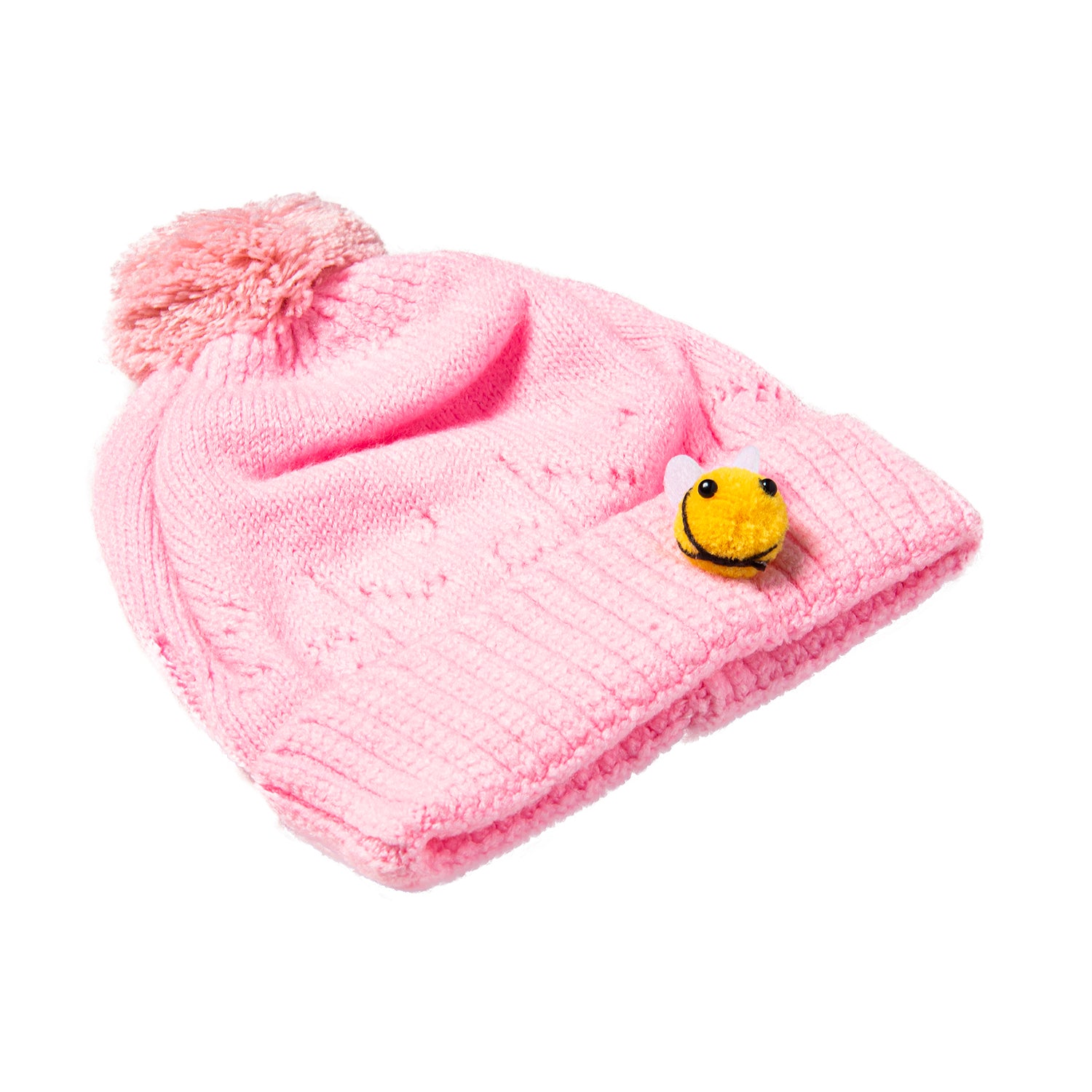 Baby Moo Knit Woollen Cap Honey Bee Pink