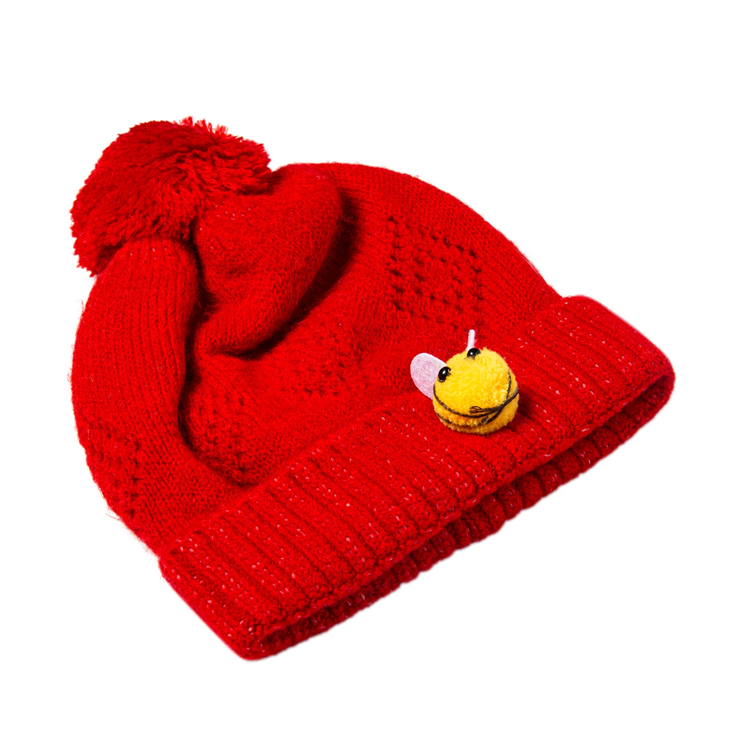 Baby Moo Knit Woollen Cap Honey Bee Red