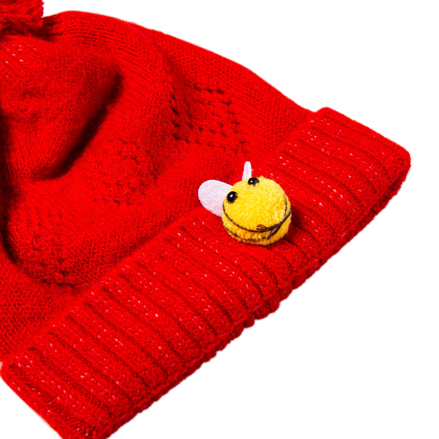 Baby Moo Knit Woollen Cap Honey Bee Red