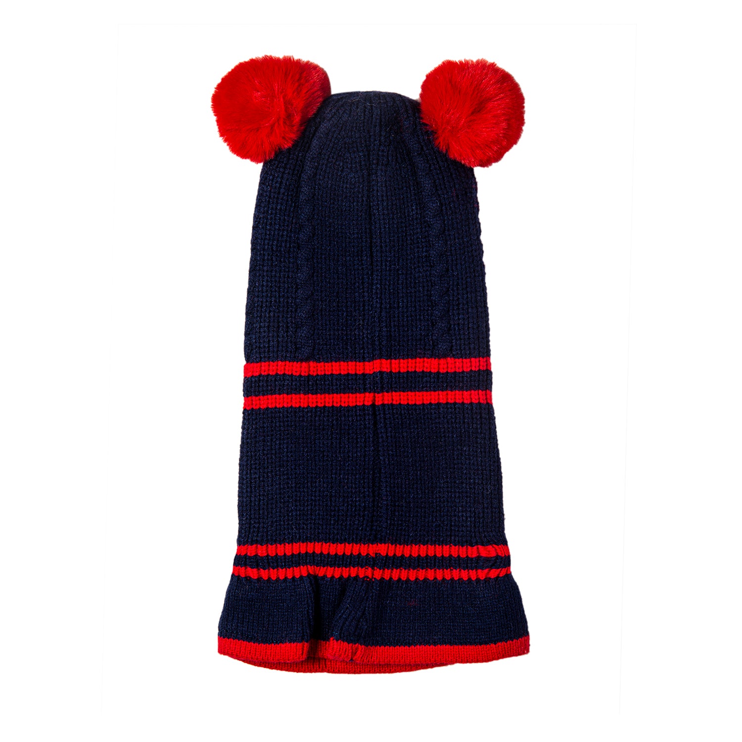 Baby Moo Winter Monkey Cap Woollen Hat Pom Pom Navy Blue