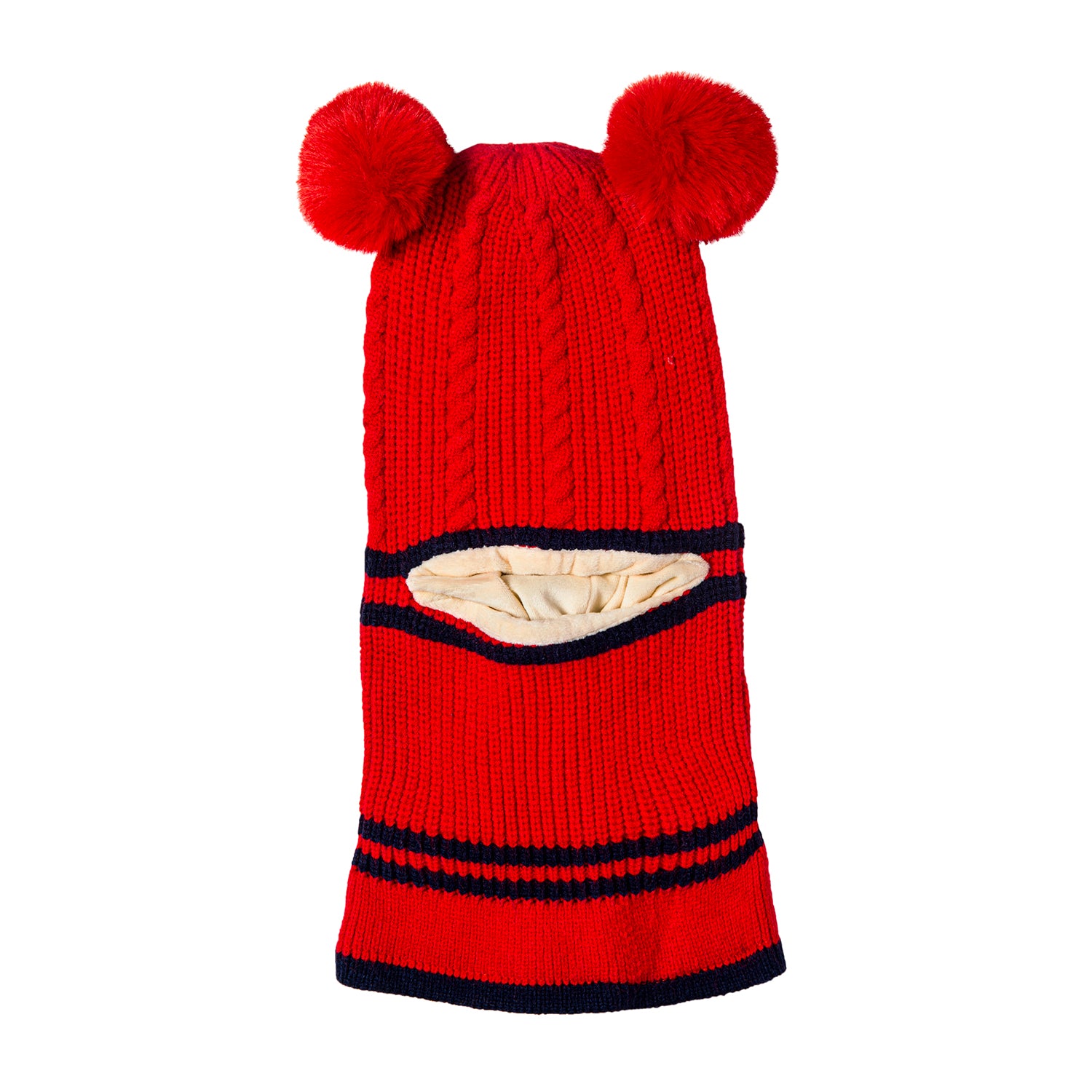 Baby Moo Winter Monkey Cap Woollen Hat Pom Pom Red