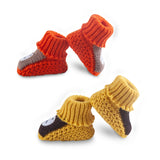 Baby Moo Newborn Crochet Woollen Booties Teddy - Orange, Yellow