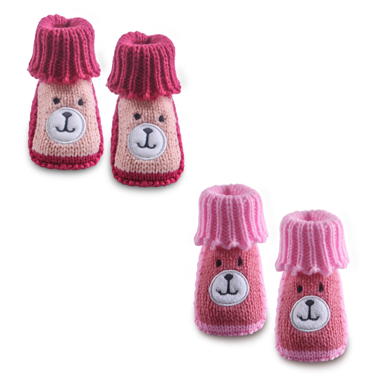 Baby Moo Newborn Crochet Woollen Booties Teddy - Red, Pink