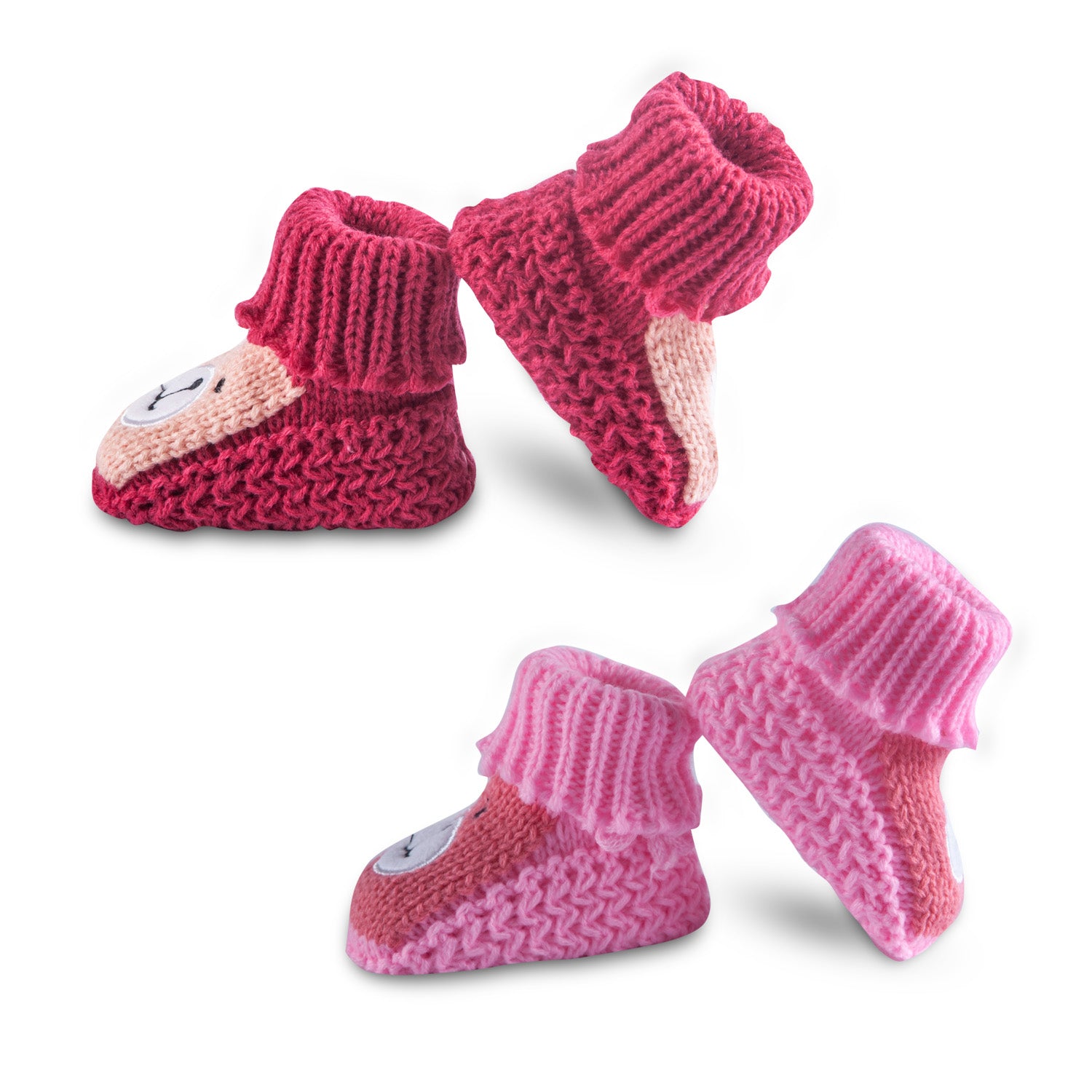 Baby Moo Newborn Crochet Woollen Booties Teddy - Red, Pink