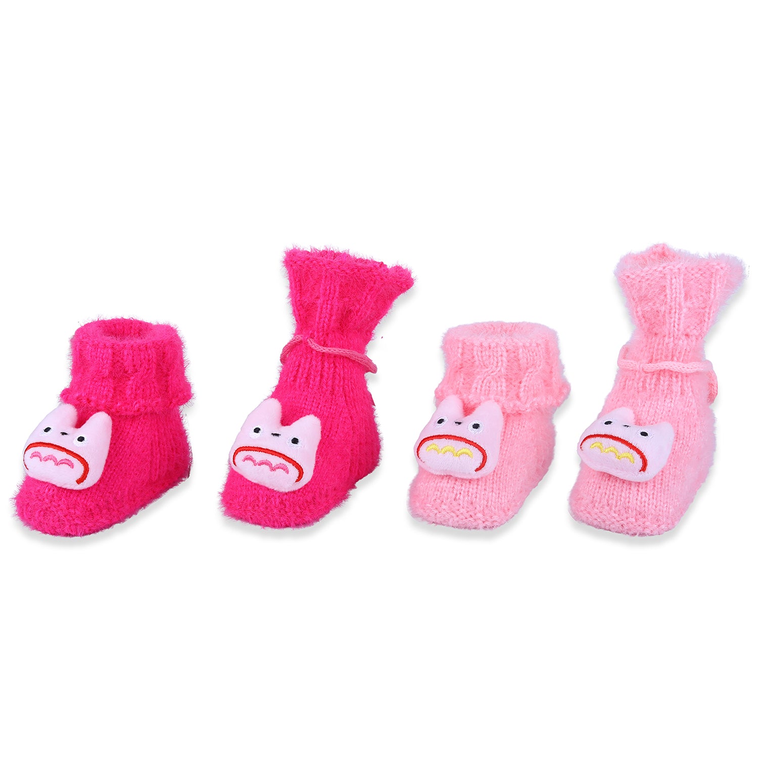 Baby Moo Cartoon Crochet Woollen 3D Socks Booties - Magenta