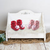 Baby Moo Newborn Crochet Woollen Booties Star - Peach, Red