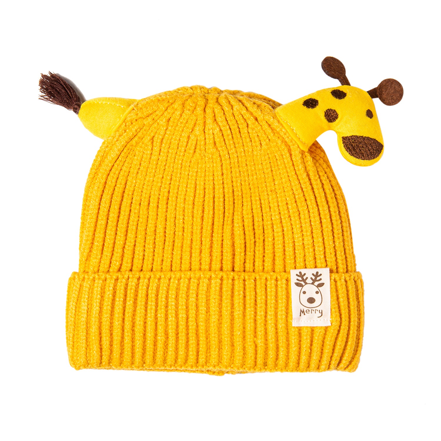Baby Moo Knit Woollen Cap Winter Beanie 3D Reindeer Antler Yellow