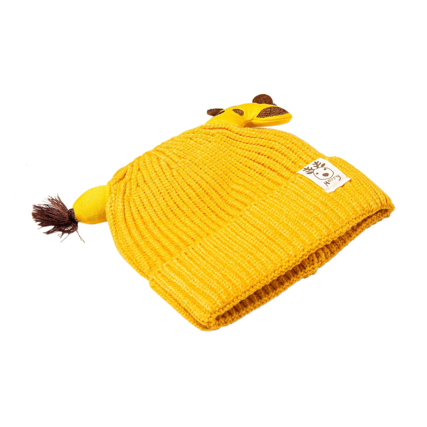 Baby Moo Knit Woollen Cap Winter Beanie 3D Reindeer Antler Yellow