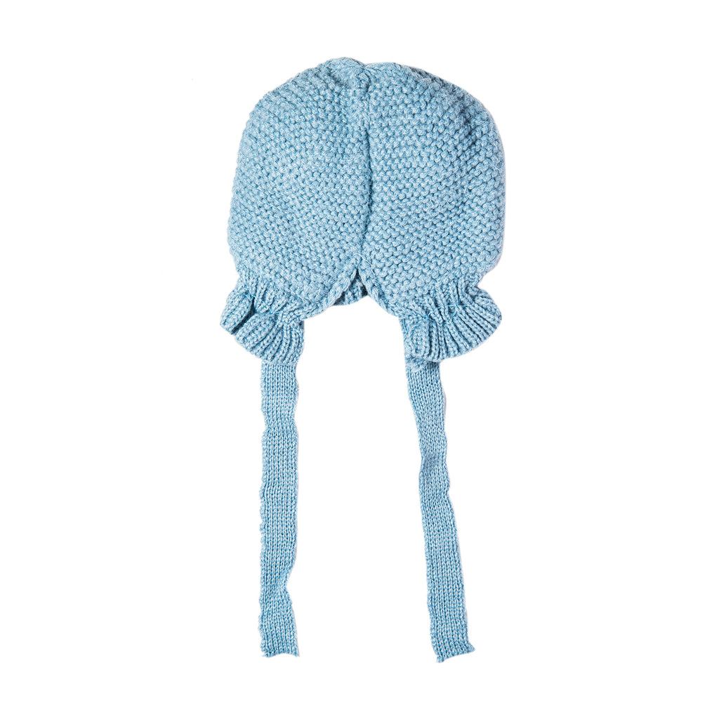 Baby Moo Knit Woollen Cap With Tie Knot For Ear Cover Watermelon Blue