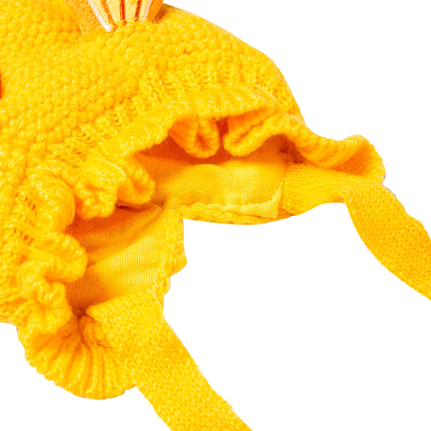 Baby Moo Knit Woollen Cap With Tie Knot For Ear Cover Citrus Yellow