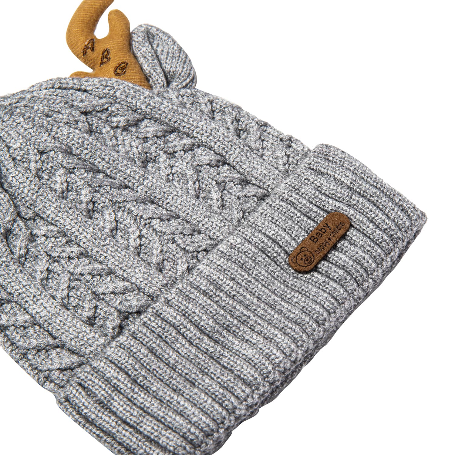 Baby Moo Knit Woollen Cap 3D Alphabet Antler Grey
