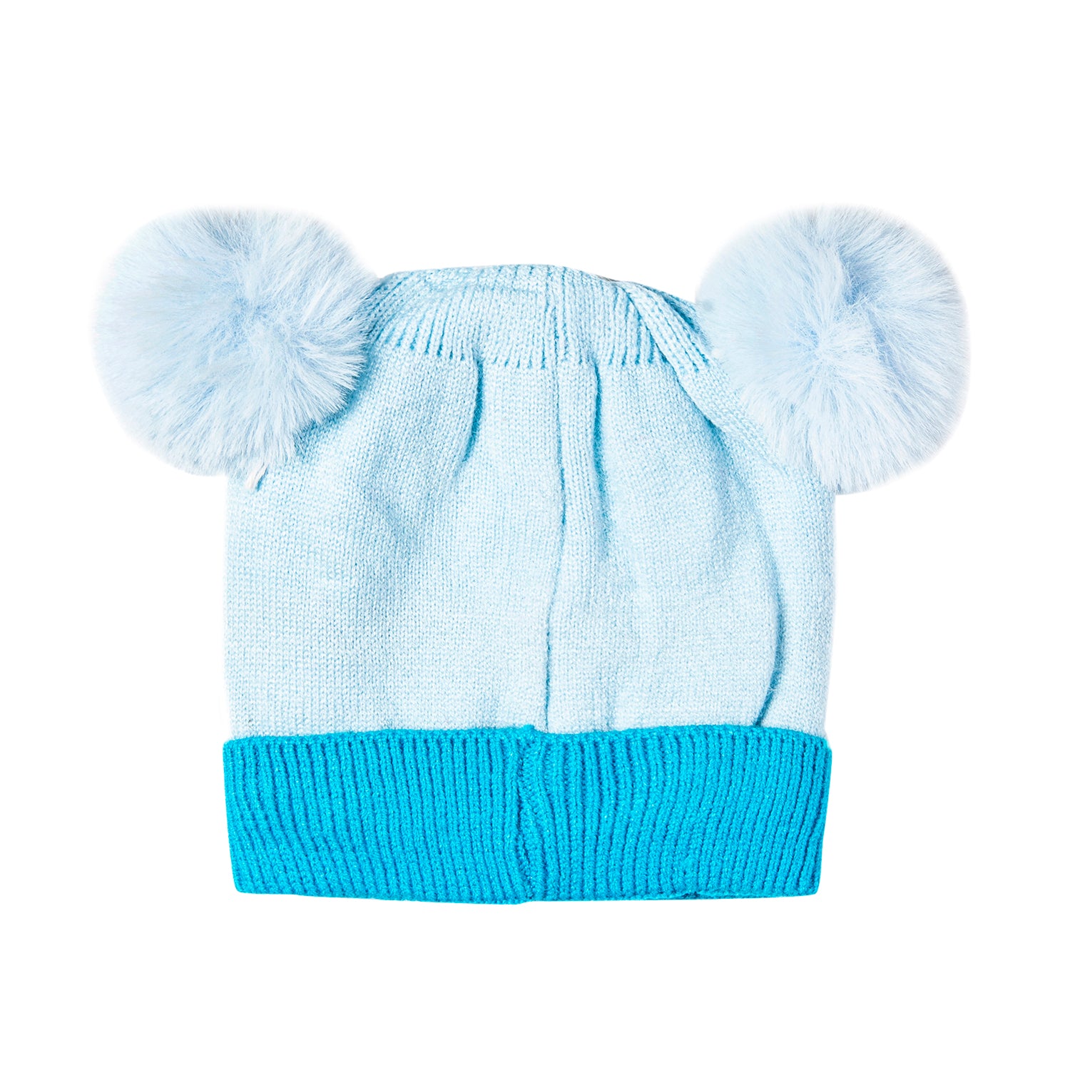 Baby Moo Knit Woollen Cap Pom Pom Bear Blue