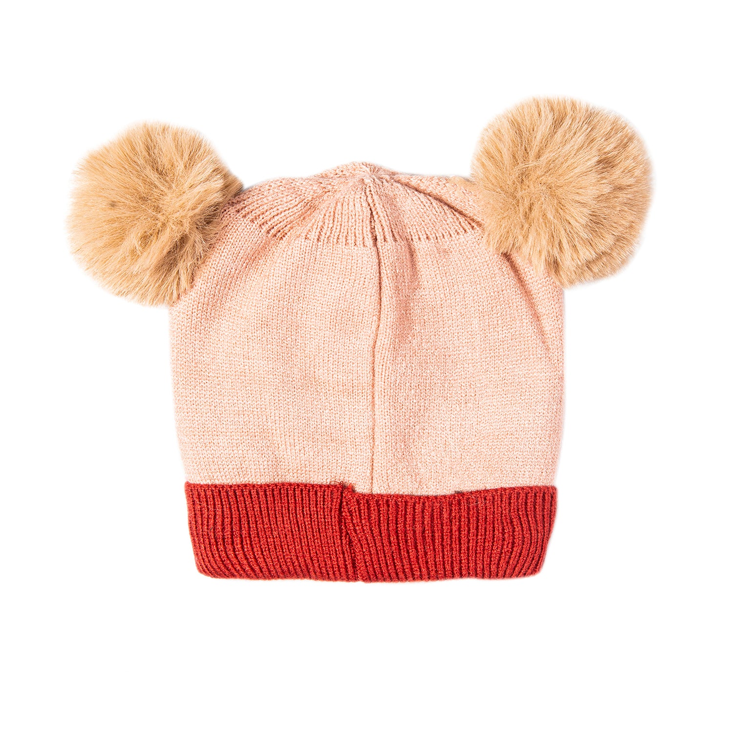 Baby Moo Knit Woollen Cap Pom Pom Bear Peach