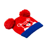 Baby Moo Knit Woollen Cap Pom Pom Bear Red And Blue