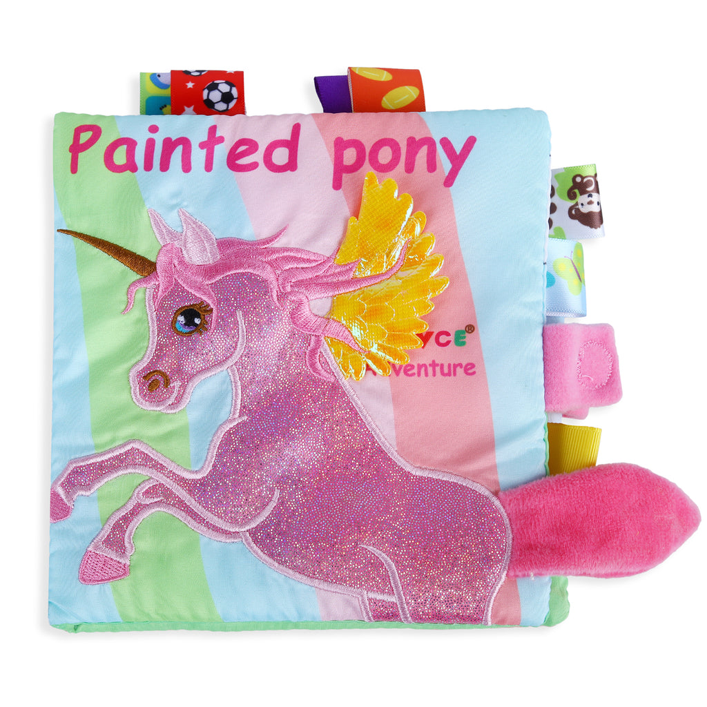 Baby Moo Painted Pony Educational Learning 3D Cloth Book With Rustle Paper - Multicolour