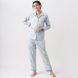 Jade Blockprint Pajama Set for Women (Indigo)