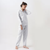 Jade Blockprint Pajama Set for Women (Grey)