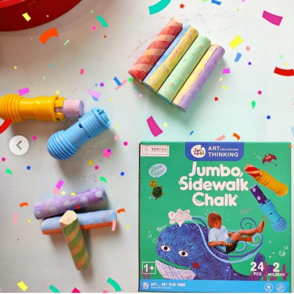 Jar Melo Jumbo Sidewalk Chalk - 24 Colors Kit with 2 Holder-Arts & Crafts-Jarmelo-Toycra