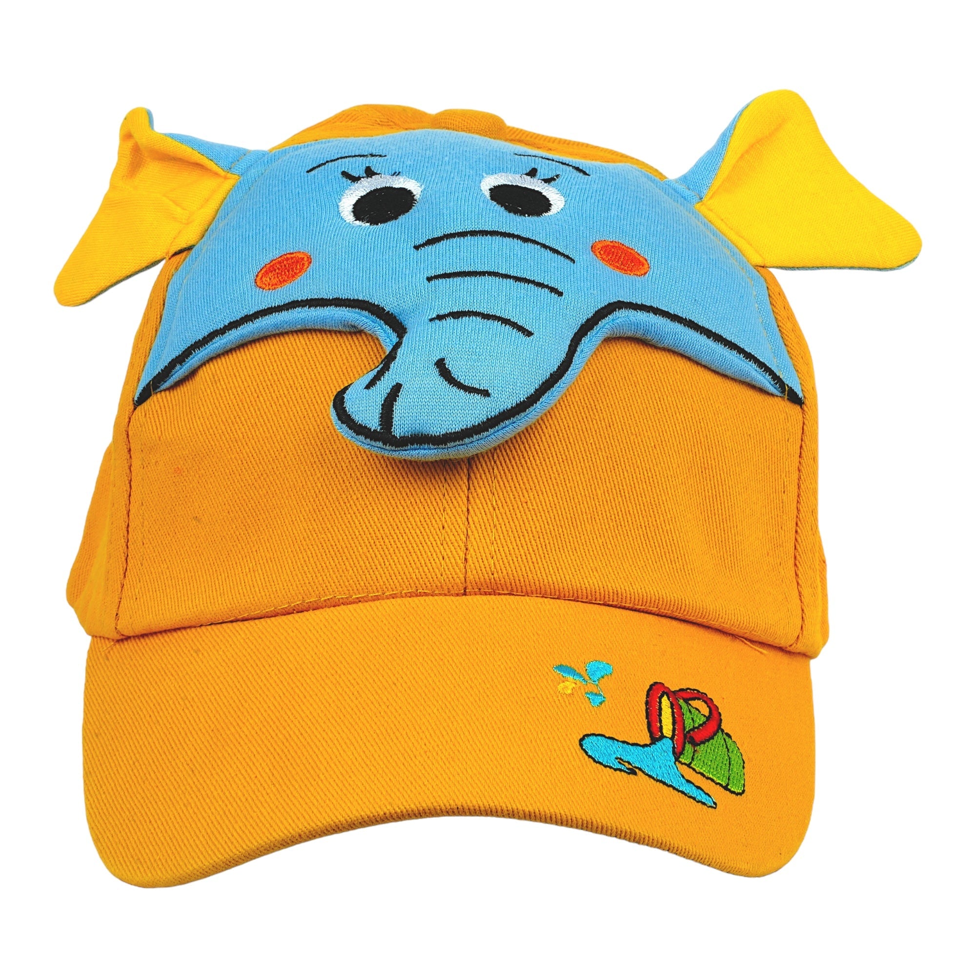 Baby Moo 3D Elephant Cartoon Character Cap - Yellow, Blue