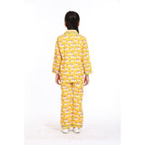 Shopbloom Yellow Unicorn Print Long Sleeve Kids Night Suit